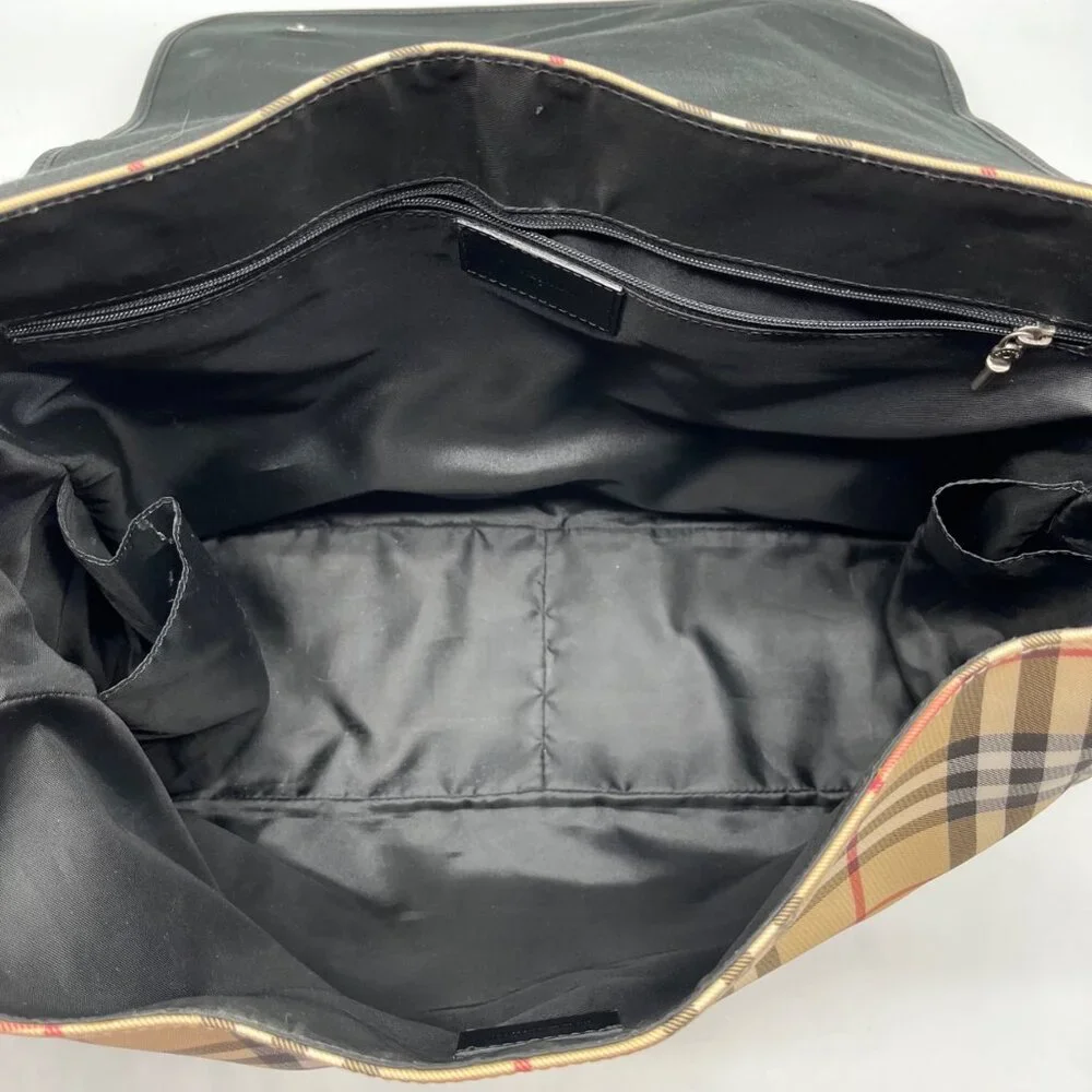 Burberry Beige Coated Canvas Nova Check Messenger Diaper Bag - Picture 11 of 13